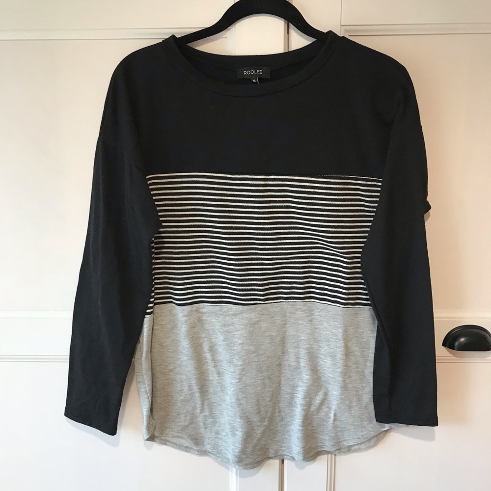 Black long sleeve stripe top